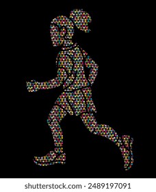 A Girl Running A Child Run Action Cartoon Sport Graphic Vector