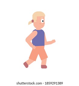 
Girl running. Children's sports. Flat vector illustration