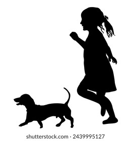 
Girl running with a dog