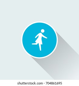 girl running icon with long shadow