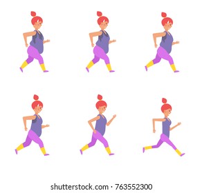 Girl running and losing weight