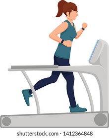 Girl running on treadmill - vector illustration - vector