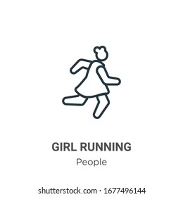 Girl running outline vector icon. Thin line black girl running icon, flat vector simple element illustration from editable people concept isolated stroke on white background