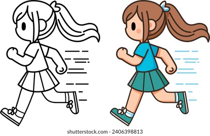 girl running in a skirt, simple symbol in vector