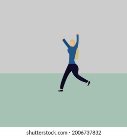 girl running waving hands,  vector illustration