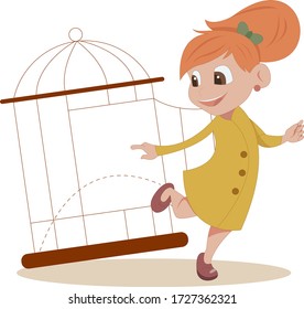 Girl runs out of cage
