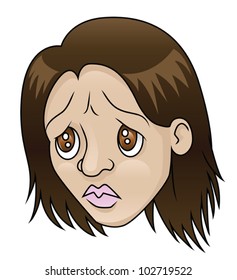 A girl With a sad expression. EPS8 Vector.