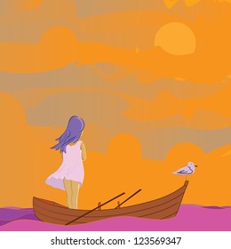 girl and saegulls