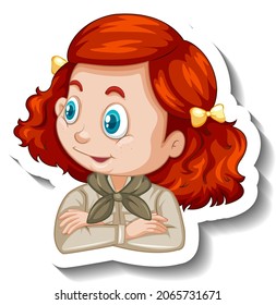 Girl in safari outfit cartoon character sticker illustration