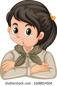 Girl in safari outfit on white background illustration