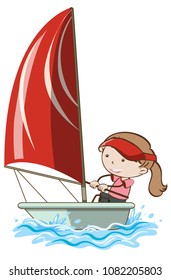 A Girl Sailing on White Background illustration