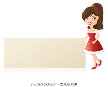 Girl in santa dress holds up the message of your choice.
