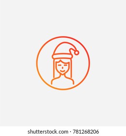 Girl santa hat icon.gradient illustration isolated vector sign symbol