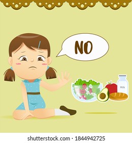 The girl say no for healthy food