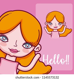 Girl saying hello cartoon