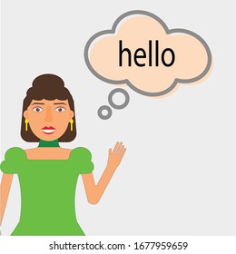 Girl saying hello. People character vector illustration flat design
