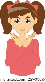 A girl saying "No" (isolated, in vector)