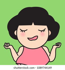 Girl Says I Dont Care Or Say What Concept Card Character illustration