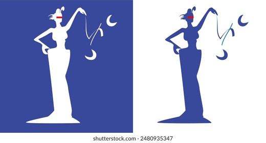 The girl with the scales. Themis. Stencil and reverse.