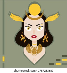 
Girl scarab ancient egypt vector illustration