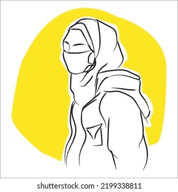 Girl With Scarf Mask Yellow Profile Picture