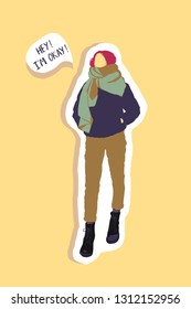 Girl with scarf and positive lettering