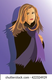 the girl in the scarf vector