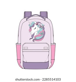 Girl school bag. Unicorn design