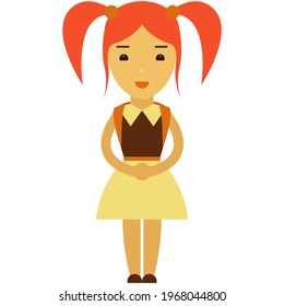 Girl school child vector kid with backpack illustration