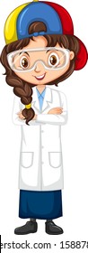Girl in science gown on isolated background illustration