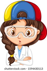 Girl in science gown on isolated background illustration