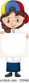 Girl in science gown on isolated background illustration