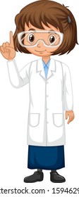 Girl in science gown on isolated background illustration