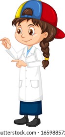 Girl in science gown on isolated background illustration