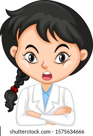 Girl in science gown on white background illustration