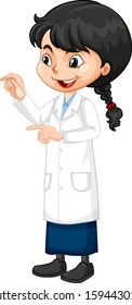 Girl in science gown on white background illustration