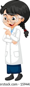 Girl in science gown on white background illustration