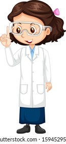 Girl in science gown on white background illustration