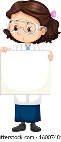 Girl in science gown on white background illustration