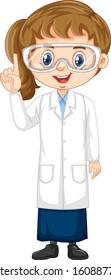 Girl in science gown on white background illustration