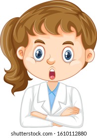 Girl in science gown on white background illustration