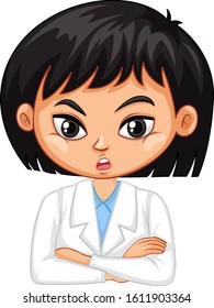 Girl in science gown on white background illustration