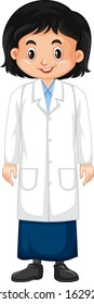 Girl in science gown on white background illustration