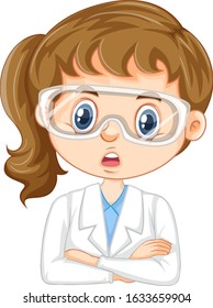 Girl in science gown on white background illustration