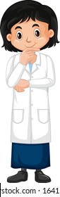 Girl in science gown on white background illustration