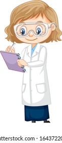 Girl in science gown on white background illustration