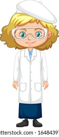 Girl in science gown on white background illustration