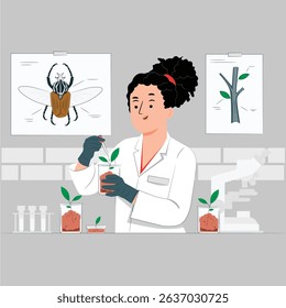Girl scientist in biology laboratory experimenting