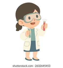 Girl Scientist Holding Test Tubes 