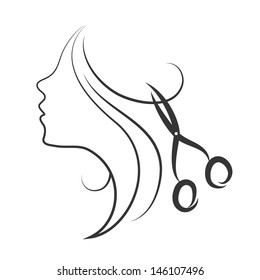 girl and scissors design for hairdresser